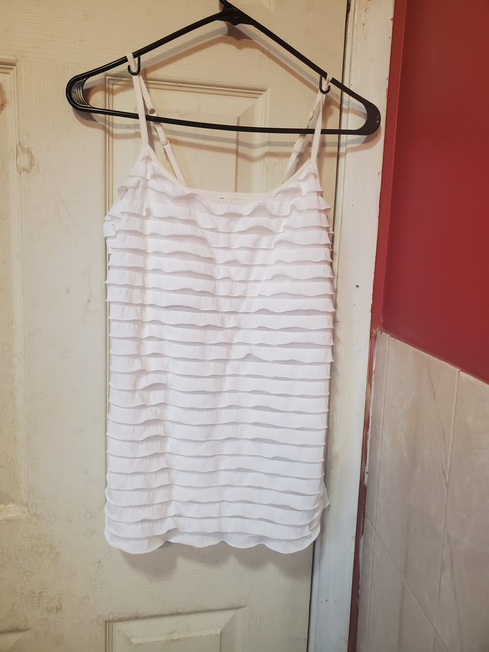 Energie White Ruffle Top. Large. - Picture 7 of 8
